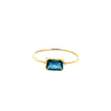 Emerald Cut London Blue Topaz Bezel Ring
