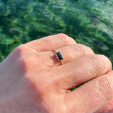 Emerald Cut London Blue Topaz Bezel Ring