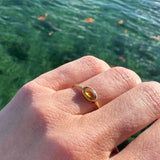 Oval Yellow Sapphire Bezel Ring