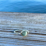 Moss Aquamarine and Diamond Ring