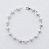 Medium Round White Pearl Chain Bracelet