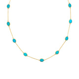 Oval Turquoise Channel Set Station Necklace