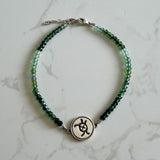 Small Ombré Green Tourmaline Bracelet with Taíno Turtle (Tortuga) Charm