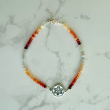 Small Ombré Mexican Fire Opal Bracelet with Taíno Sun (Sol) Charm