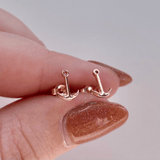 Tiny Anchor Stud Earrings