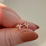 Tiny Compass Rose Stud Earrings