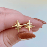 Medium Compass Rose Stud Earrings with Diamonds