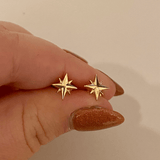 Tiny Compass Rose Stud Earrings