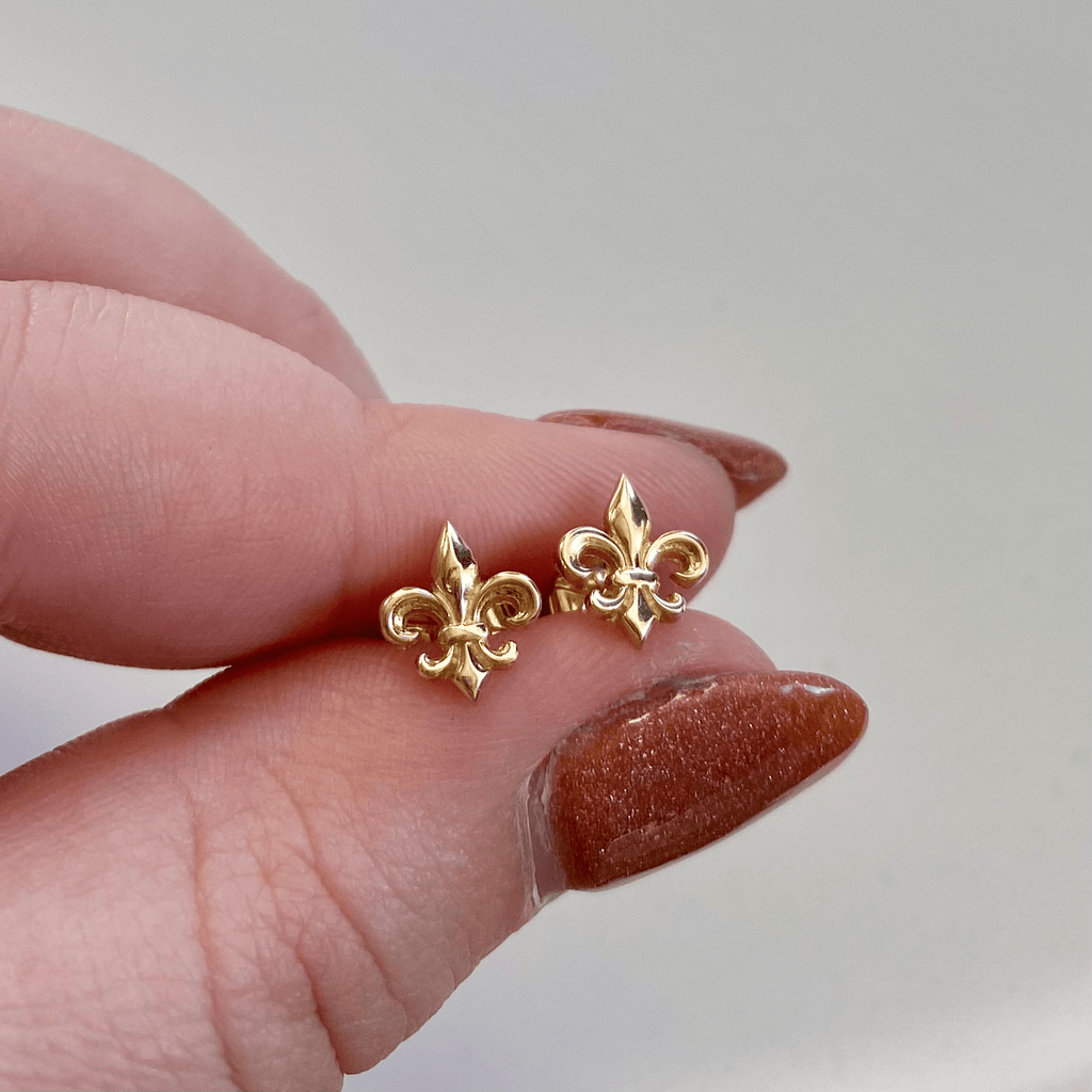 Fleur de lis diamond stud earrings Clearance