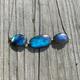 Chunky Three-Stone Labradorite Necklace