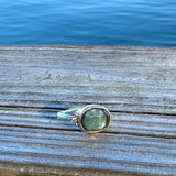 Moss Aquamarine and Diamond Ring