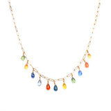 Sapphire Briolette Multidrop Necklace in 14K Gold
