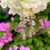 Sapphire Briolette Cascade Earrings in 14K Gold