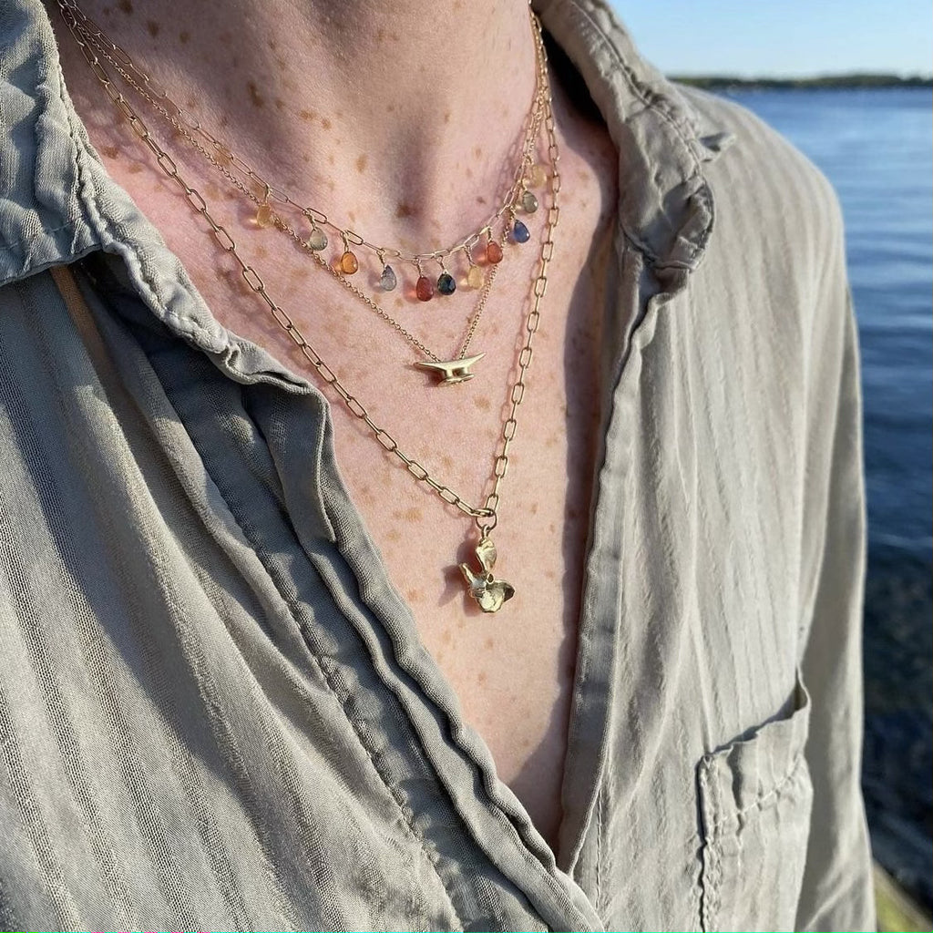 Sapphire Briolette Multidrop Necklace in 14K Gold The Golden Cleat