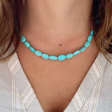 Medium Graduated Oval Turquoise Necklace