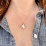 Large Compass Rose Necklace with Diamond