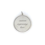 Large Round Engravable Charm with Rope Border