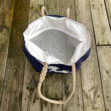 Medium Cleat Zippered Tote (Navy & White)
