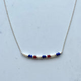 Red, White & Blue Gemstone Bar Necklace
