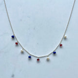 Red, White & Blue Gemstone Multidrop Necklace