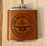 Golden Cleat Leather Flask
