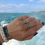Compass Turquoise Ring in 14K Yellow Gold