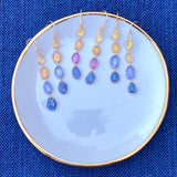 Organic Set Rose Cut Sapphire Sunset Earrings