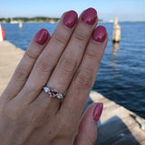 Peach Sapphire & Diamond Ripple Ring in 14K Gold