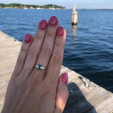 Green Sapphire & Diamond Ripple Ring in 14K Gold