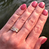 Solitaire Diamond Narrow Ripple Ring in 14K Gold
