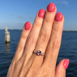 Peach Sapphire & Diamond Ripple Ring in 14K Gold