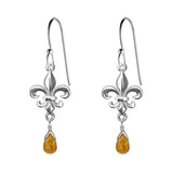 Medium Fleur de Lis Gemstone Earrings