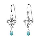 Medium Fleur de Lis Gemstone Earrings
