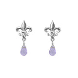 Medium Fleur de Lis Gemstone Post Earrings