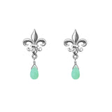 Medium Fleur de Lis Gemstone Post Earrings