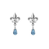 Medium Fleur de Lis Gemstone Post Earrings