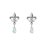 Medium Fleur de Lis Gemstone Post Earrings
