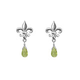 Medium Fleur de Lis Gemstone Post Earrings