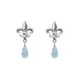 Medium Fleur de Lis Gemstone Post Earrings