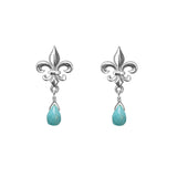 Medium Fleur de Lis Gemstone Post Earrings