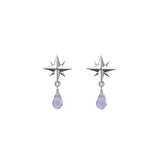 Tiny Compass Rose and Gemstone Post Earrings