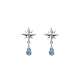 Tiny Compass Rose and Gemstone Post Earrings