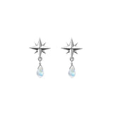 Tiny Compass Rose and Gemstone Post Earrings
