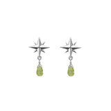 Tiny Compass Rose and Gemstone Post Earrings