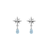 Tiny Compass Rose and Gemstone Post Earrings