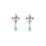 Tiny Fleur de Lis Gemstone Post Earrings