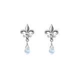 Tiny Fleur de Lis Gemstone Post Earrings