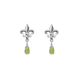 Tiny Fleur de Lis Gemstone Post Earrings