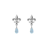 Tiny Fleur de Lis Gemstone Post Earrings