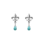 Tiny Fleur de Lis Gemstone Post Earrings